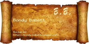Bondy Babett névjegykártya